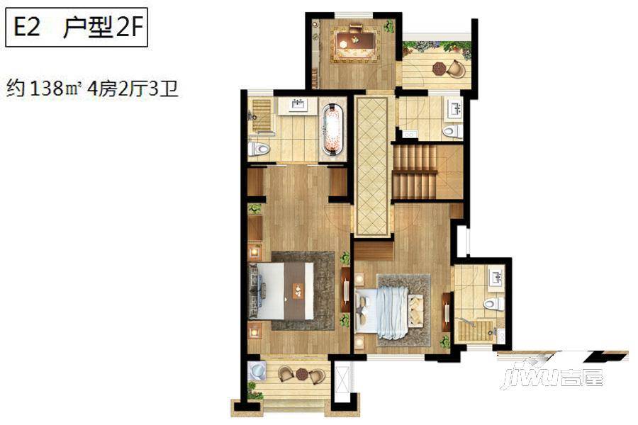 天健萃园4室2厅3卫138㎡户型图