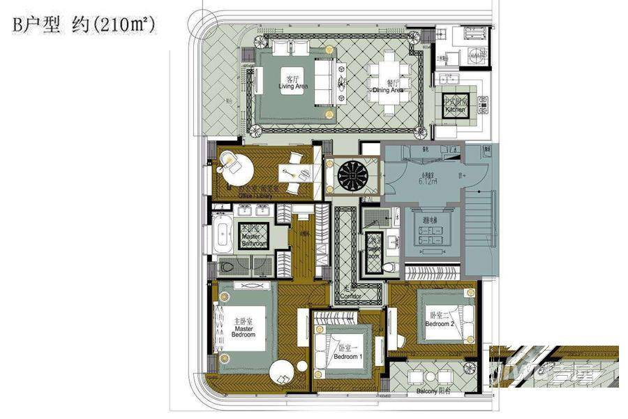 陆家嘴壹号院4室2厅2卫210㎡户型图