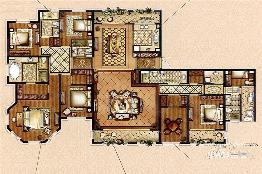 淡水湾花园二期6室3厅5卫355㎡户型图