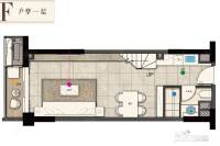 龙湖北城天街商铺2室2厅1卫50㎡户型图