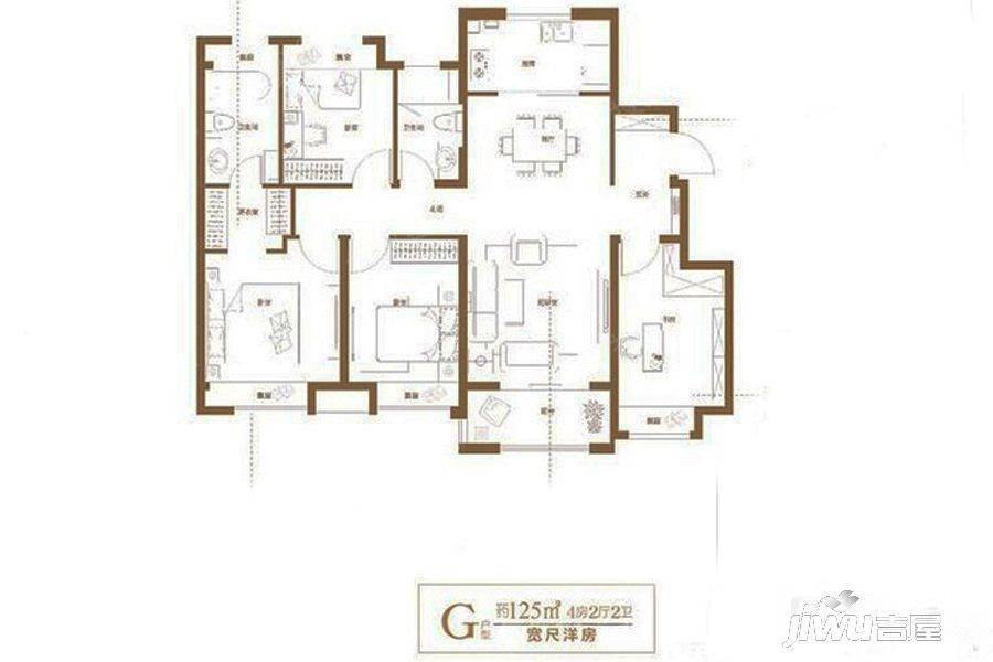 金地玺华邨4室2厅2卫125㎡户型图