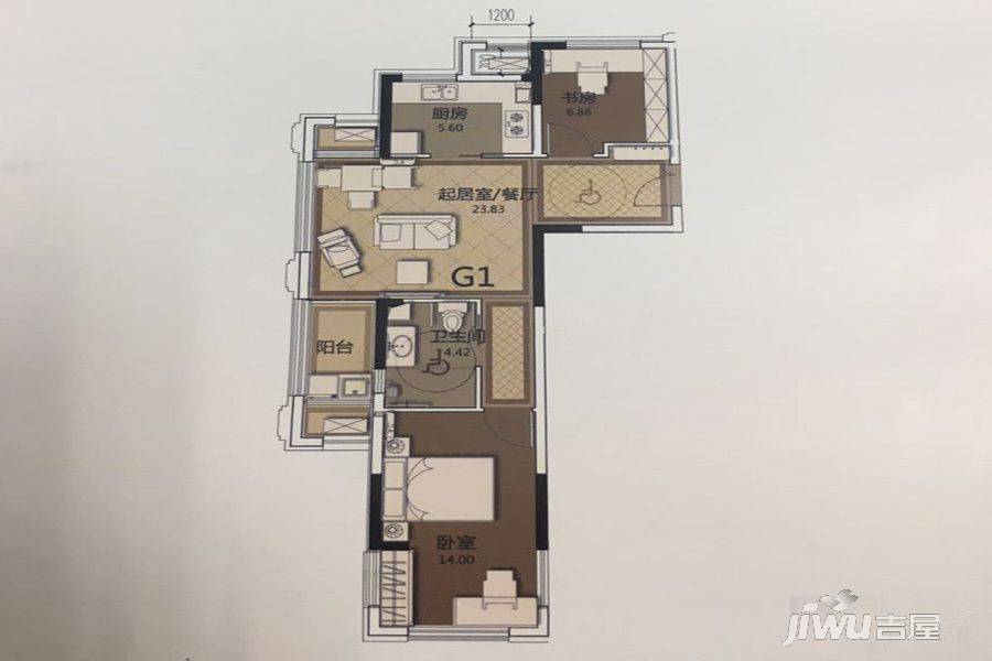 绿地长岛2室1厅1卫72㎡户型图