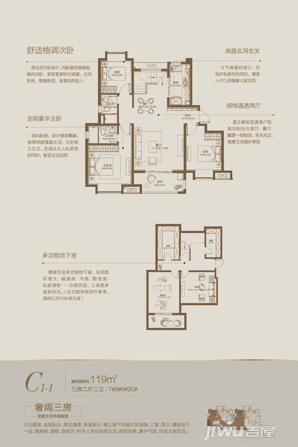 佳兆业君汇上品3室2厅2卫119㎡户型图