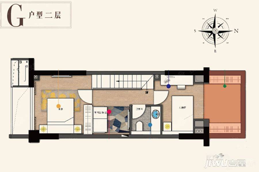 龙湖北城天街商铺2室2厅2卫50㎡户型图