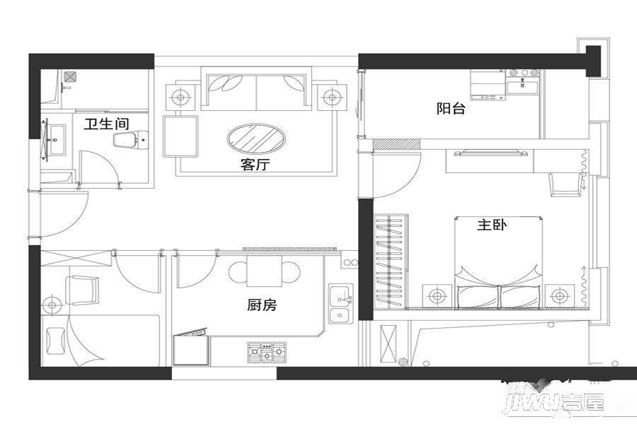 复旦软件园智慧新天地1室1厅1卫63㎡户型图