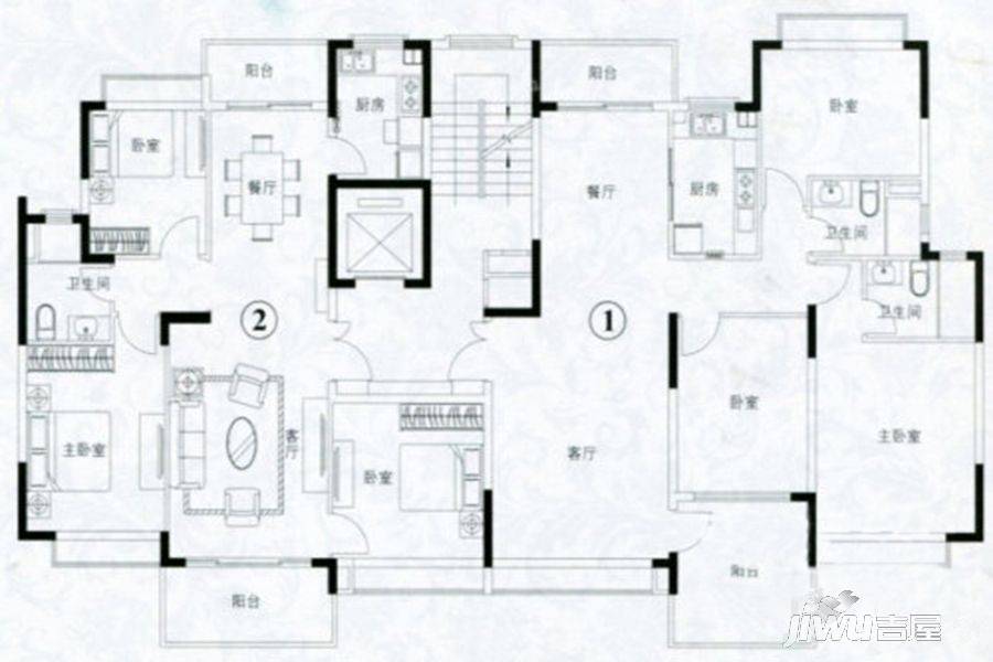 金地都会艺境3室2厅2卫140㎡户型图