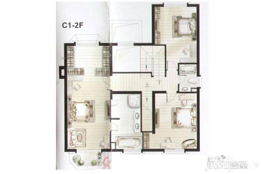 上海高尔夫社区3室4厅3卫287㎡户型图