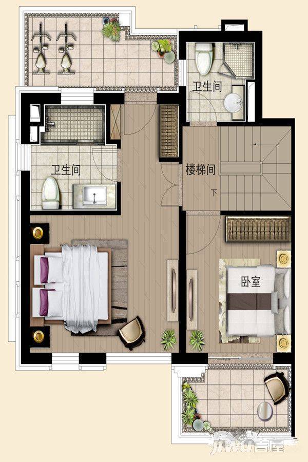 保利建工西郊锦庐3室2厅3卫114㎡户型图