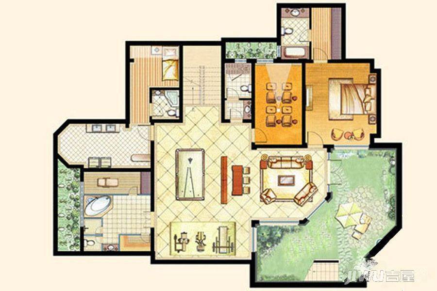 紫都上海晶园3室4厅3卫350㎡户型图