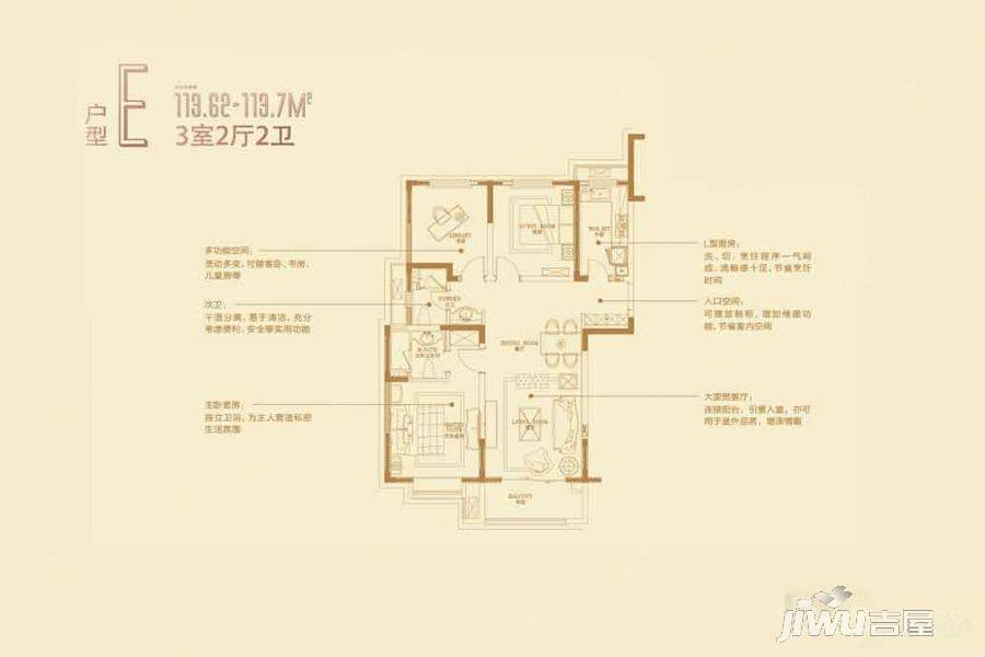 上海西环中心星信名邸3室2厅2卫113㎡户型图