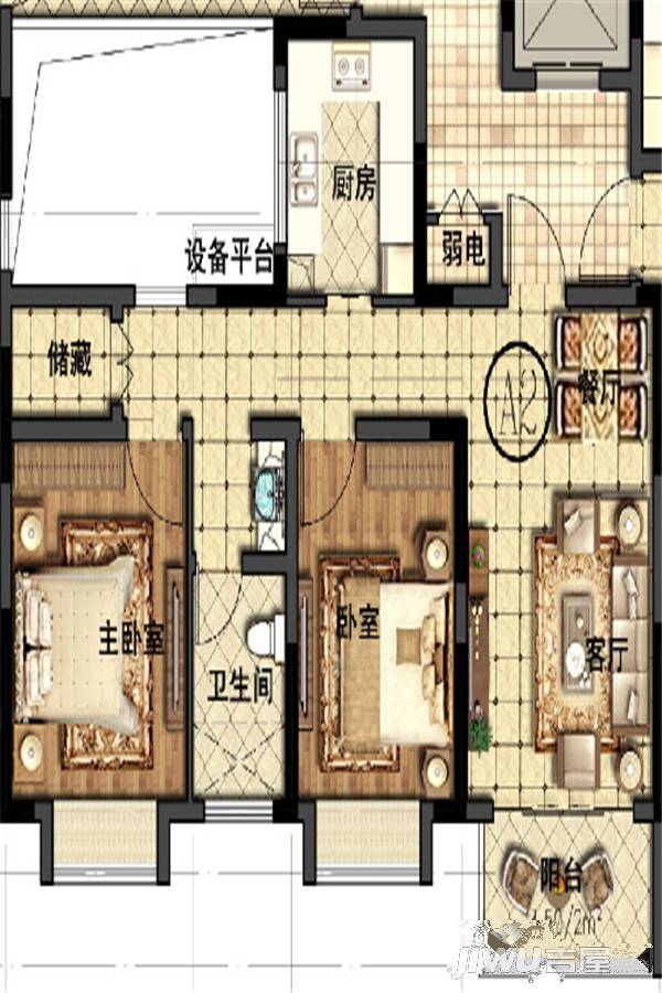 盛世荟庭2室2厅1卫84㎡户型图