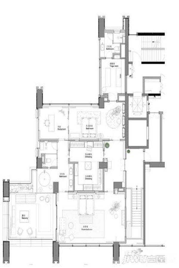 华侨城苏河湾塔尖住宅4室2厅2卫518㎡户型图