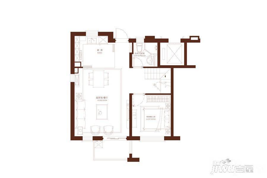 保利建工西郊锦庐4室2厅3卫125㎡户型图