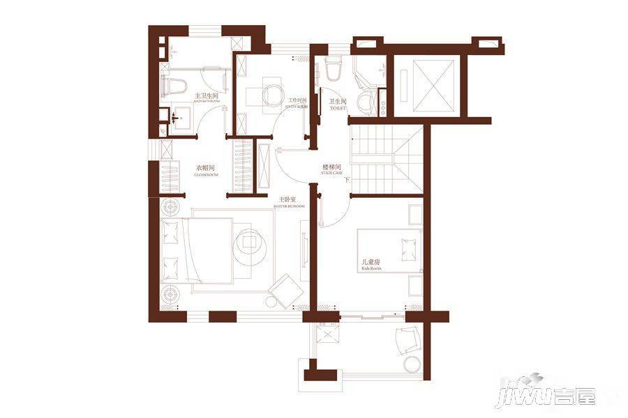 保利建工西郊锦庐4室2厅3卫125㎡户型图