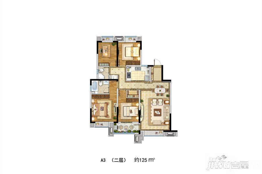 首创禧悦翠庭4室2厅2卫125㎡户型图