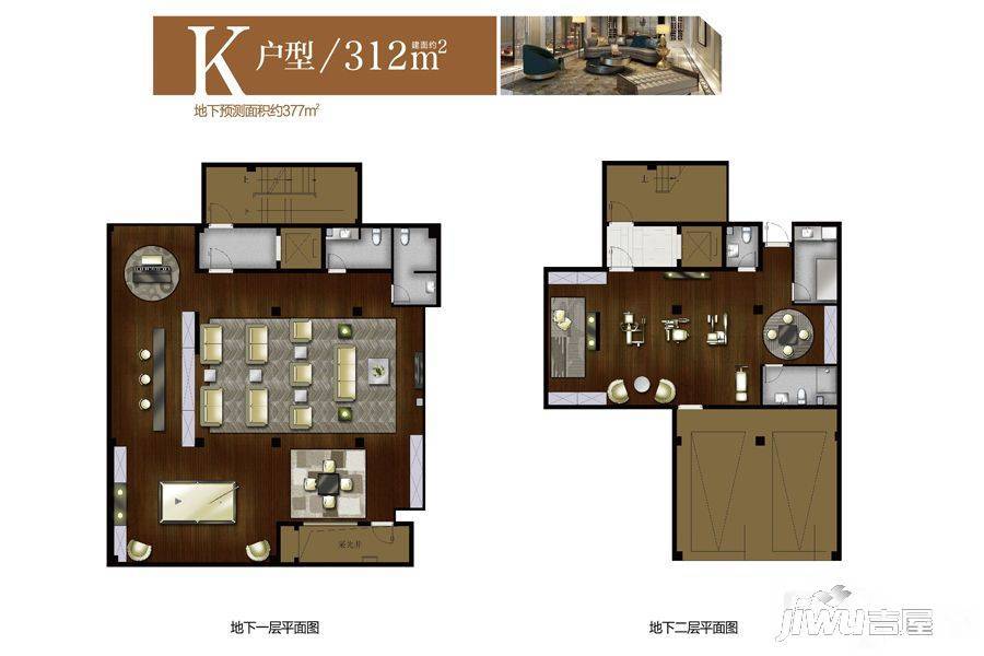 地产尚海郦景3室5厅8卫312㎡户型图