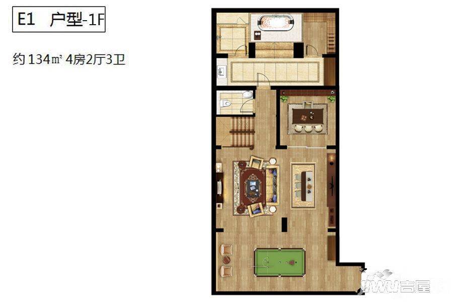 天健萃园4室2厅3卫134㎡户型图