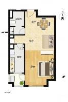 国贸天悦佘山1室2厅1卫53㎡户型图