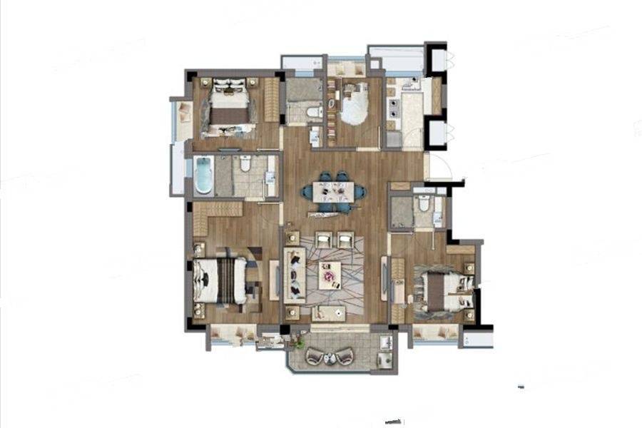 绿地新里波洛克公馆4室2厅3卫129㎡户型图