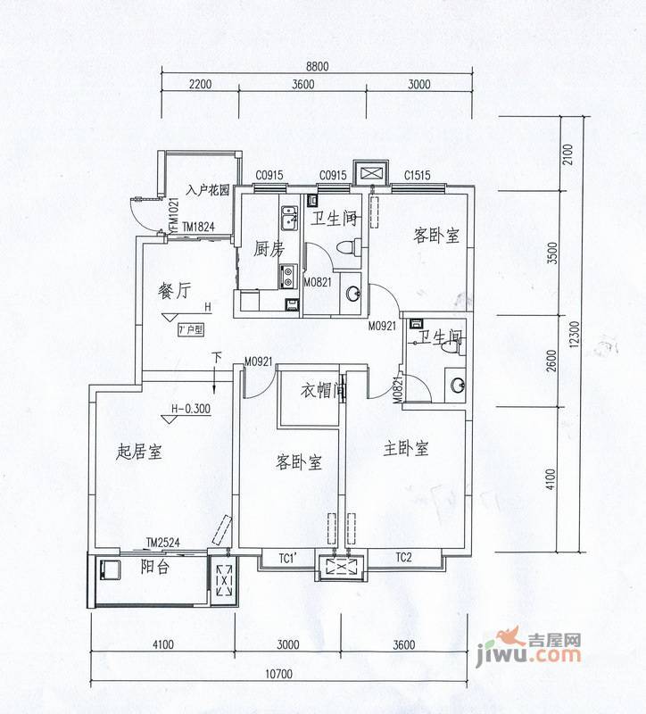 在水一方3室2厅2卫129.6㎡户型图