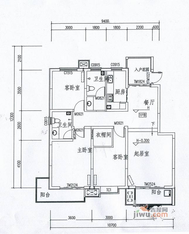 在水一方3室2厅2卫129.6㎡户型图