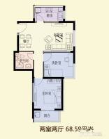 隆兴宜居2室2厅1卫68.6㎡户型图