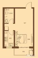 泰华·福邸1室1厅1卫50㎡户型图