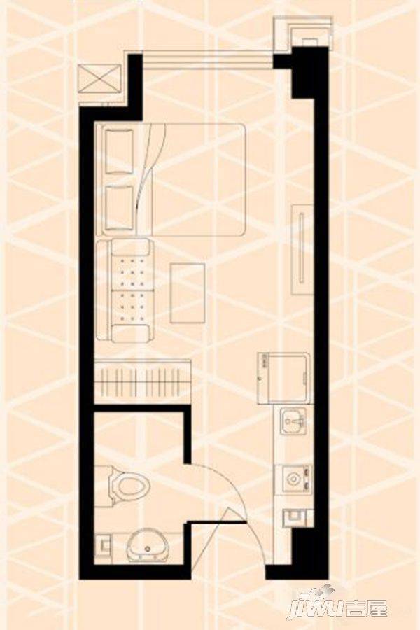 北斗星城8号公寓1室1厅1卫25.8㎡户型图