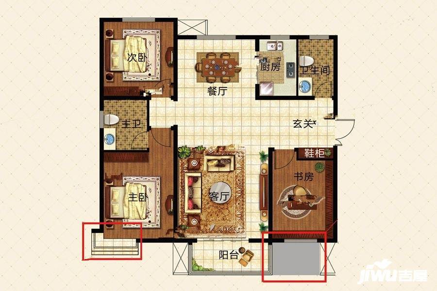 世纪名郡3室2厅2卫141.9㎡户型图