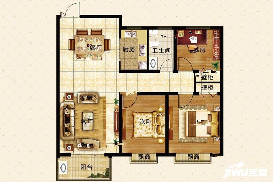 世纪名郡3室2厅1卫114.8㎡户型图