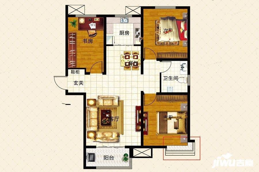 世纪名郡3室2厅1卫118.7㎡户型图