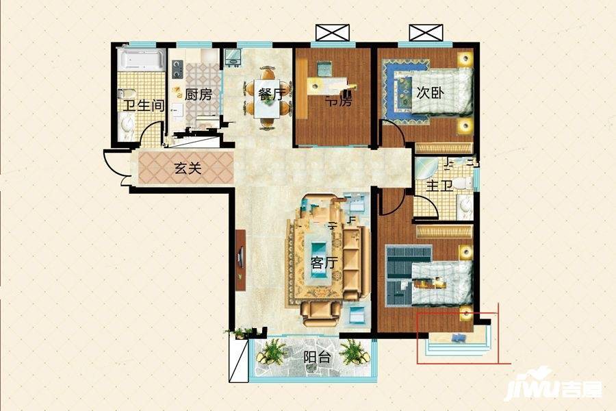 世纪名郡3室2厅2卫130㎡户型图