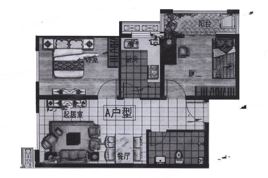 金宏学府2室2厅1卫76㎡户型图