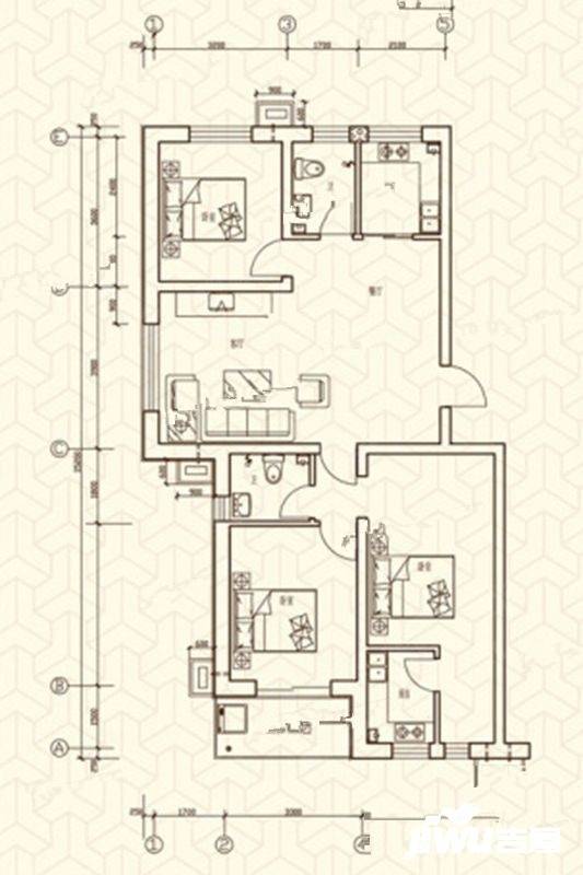 佳兴小区3室2厅2卫113.5㎡户型图