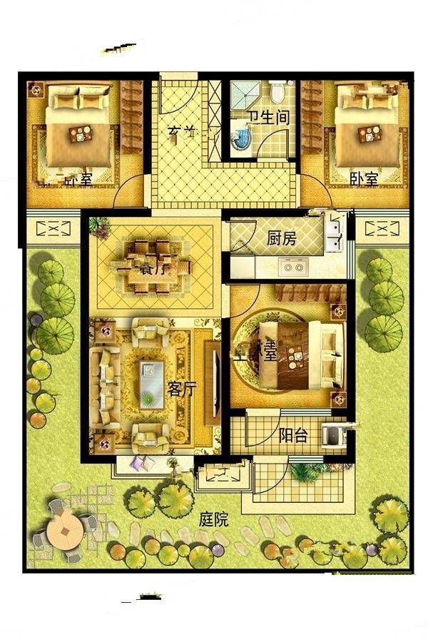 米兰印象3室2厅1卫99.1㎡户型图