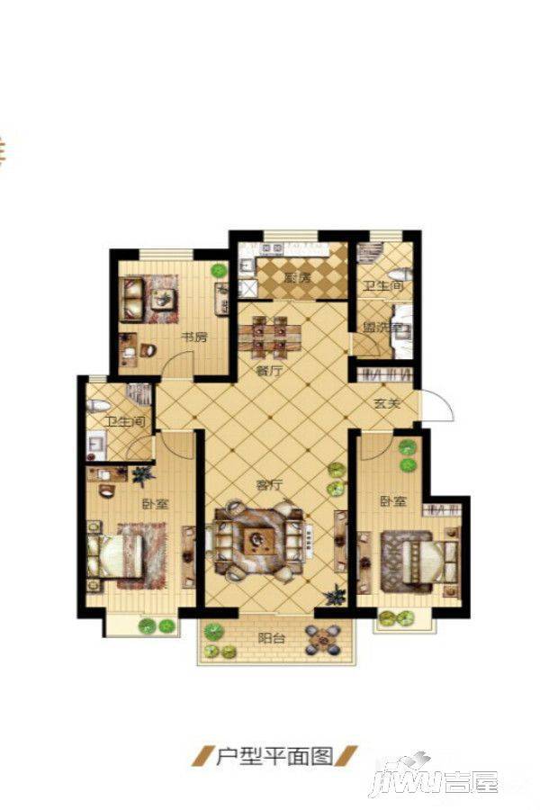 润泽未来城3室2厅2卫137㎡户型图