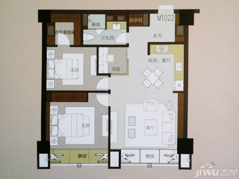 檀公馆2室2厅1卫116㎡户型图