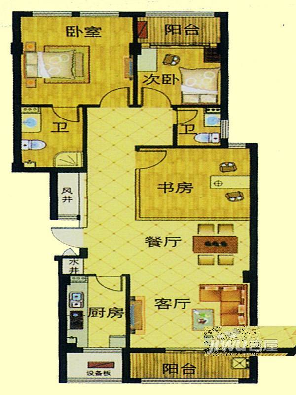 义乌市商城星座3室2厅1卫118.9㎡户型图