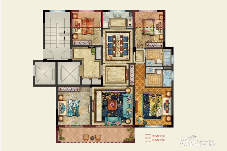 中梁首府4室2厅2卫129.1㎡户型图