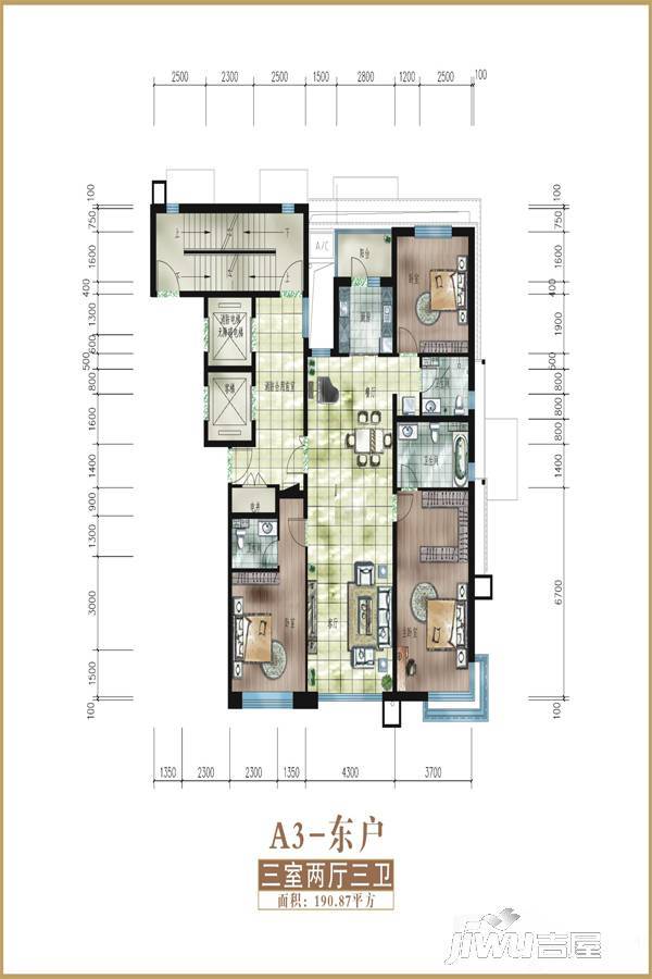 金辇龙亭3室3厅3卫190.9㎡户型图