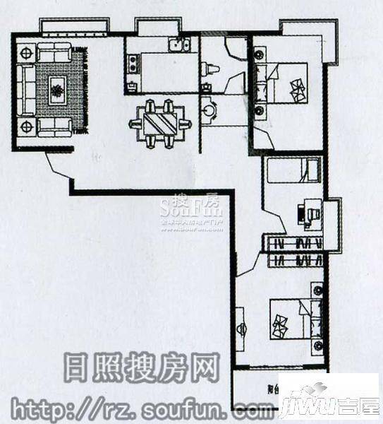 香樟西苑3室2厅1卫104㎡户型图