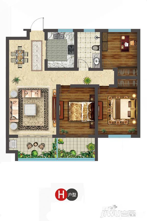 安泰名筑3室2厅1卫118㎡户型图