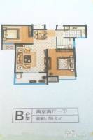 锦绣文华2室2厅1卫78.6㎡户型图
