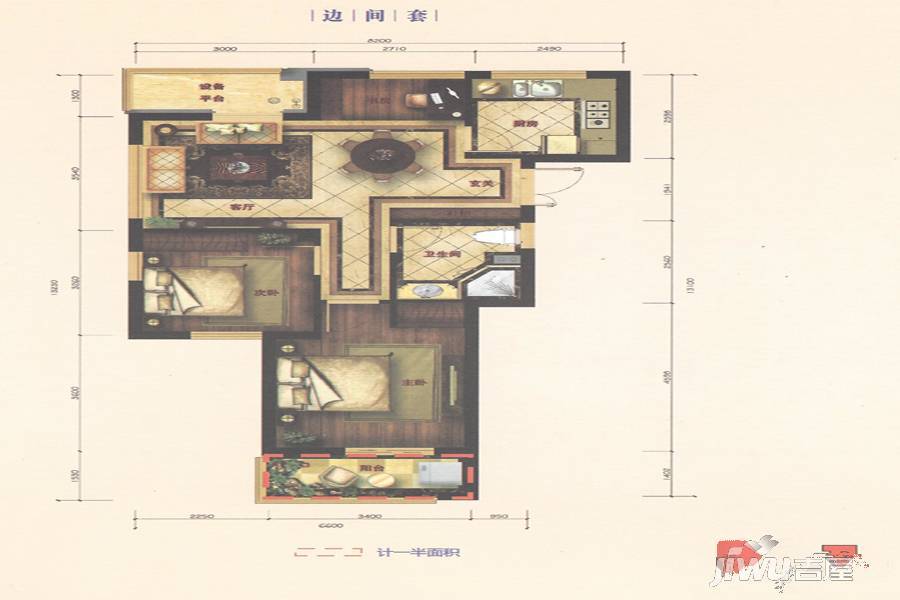 瑞祥公馆3室2厅1卫89㎡户型图