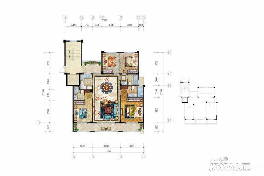 华鸿万象公馆4室2厅3卫133㎡户型图