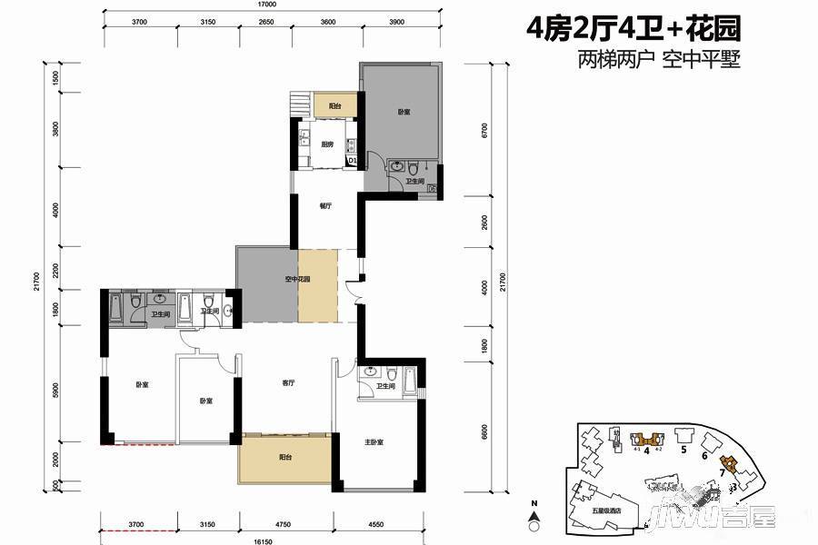 博林天瑞4室2厅4卫200㎡户型图