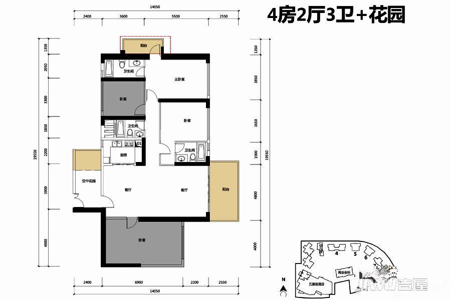 博林天瑞4室2厅3卫170㎡户型图