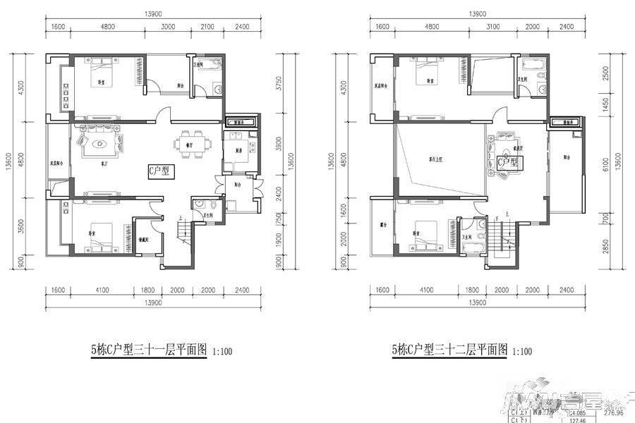 荔海春城花园4室3厅4卫277㎡户型图