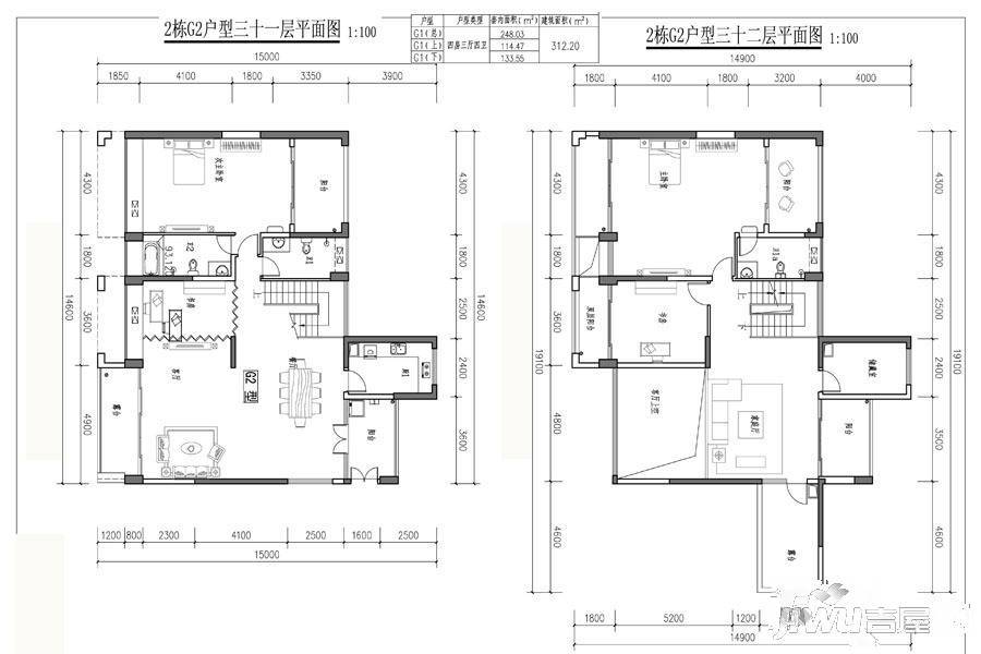 荔海春城花园4室3厅4卫312.2㎡户型图