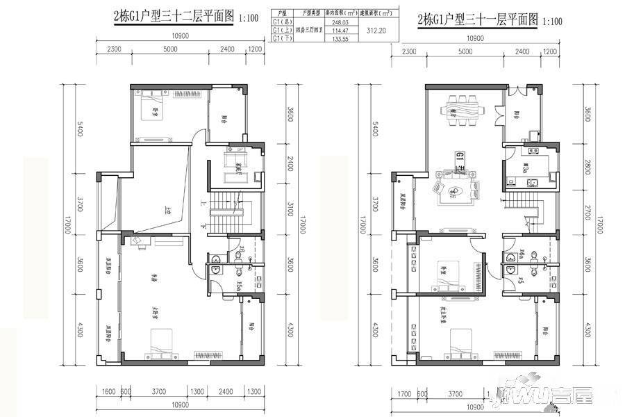 荔海春城花园4室3厅4卫312.2㎡户型图